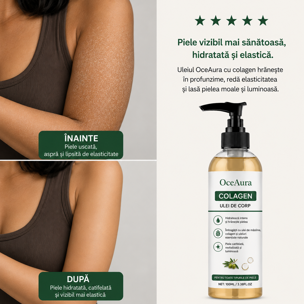 Ulei cu Colagen 100% Natural Anticelulită și Antivergeturi