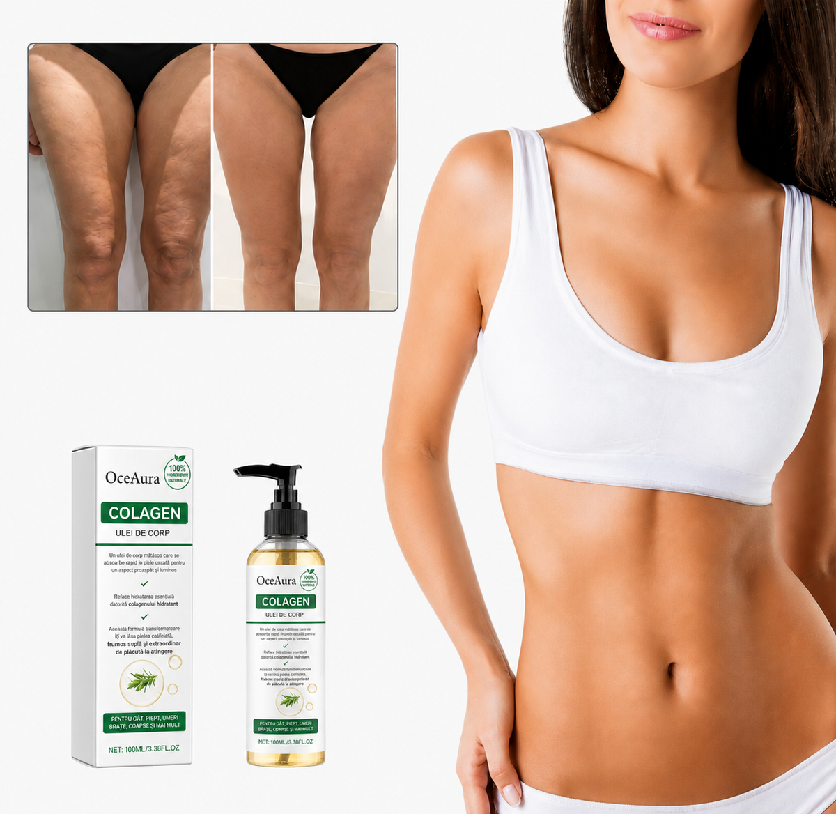 Ulei cu Colagen 100% Natural Anticelulită și Antivergeturi