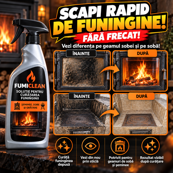 FumiClean™ – Spuma care curăță funinginea de pe sticla sobei și grătar, fără frecat